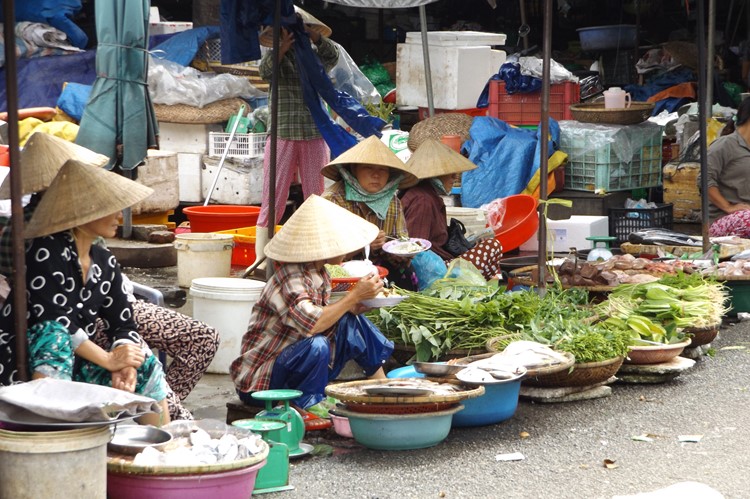 De markt in Hué, Vietnam